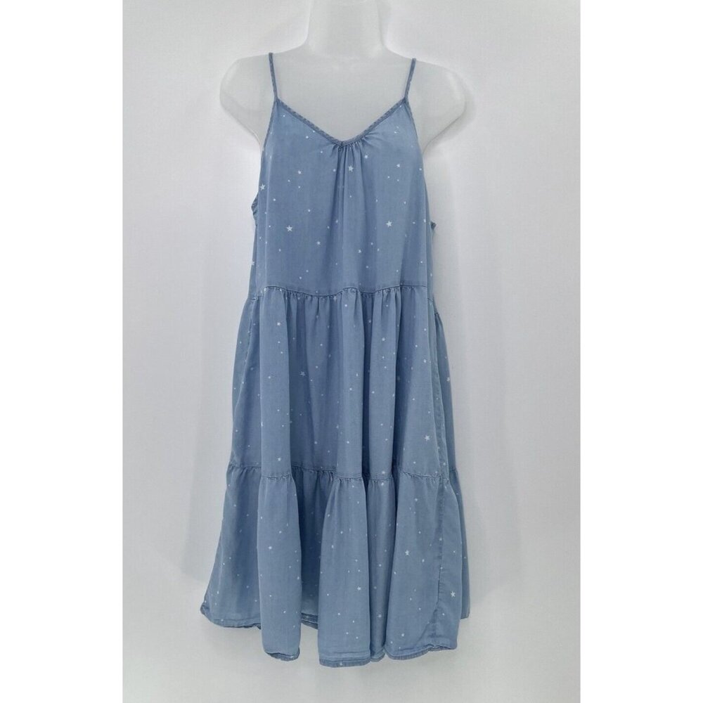 Thread + Supply Women’s Chambray 100% Lyocell Light Wash Ditsy Star Dress Sz M